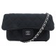 NEUF SAC A MAIN CHANEL JERSEY MATELASSE NOIR BANDOULIERE TRANSFORMABLE TOTEBAG