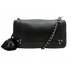 NEUF SAC A MAIN JEROME DREYFUSS BOBI SILVER + BANDOULIERE POMPON CUIR BAG 1040€
