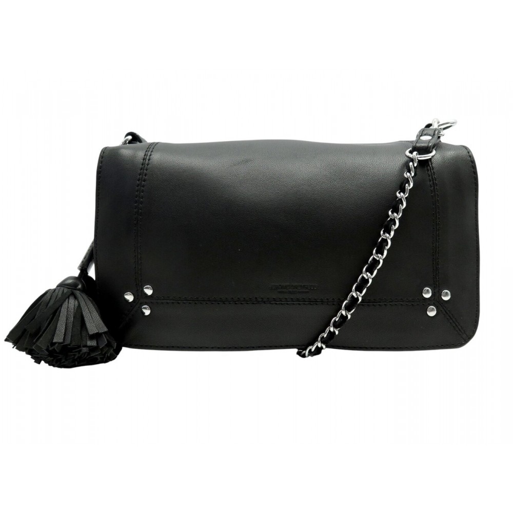 NEUF SAC A MAIN JEROME DREYFUSS BOBI SILVER + BANDOULIERE POMPON CUIR BAG 1040€