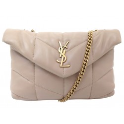 SAC A MAIN SAINT LAURENT LOULOU PUFFER TOY 759337 CUIR BEIGE BANDOULIERE 1990€