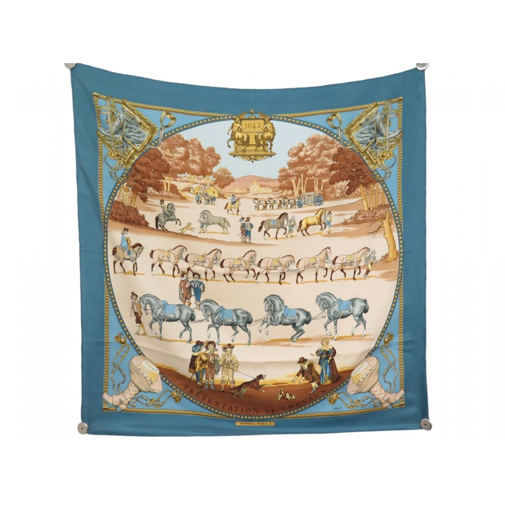 VINTAGE FOULARD HERMES PRESENTATION DE CHEVAUX 1ERE EDITION CARRE 90 SCARF 5€