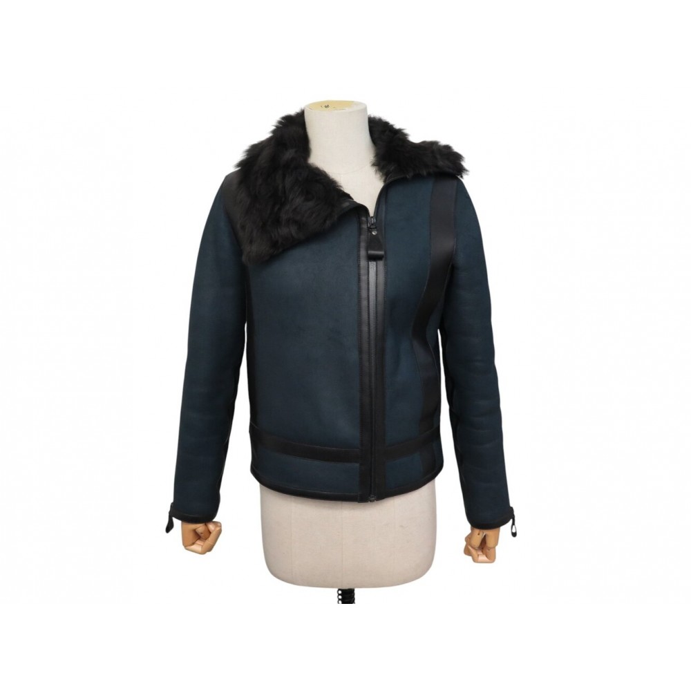 NEUF BLOUSON HERMES MANTEAU BOMBARDIER EN CUIR D'AGNEAU 36 S VESTE COAT 13800€