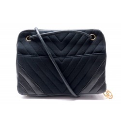 VINTAGE SAC A MAIN CHANEL CAMERA CHEVRON EN CUIR ET TOILE JERSEY HAND BAG 6000€