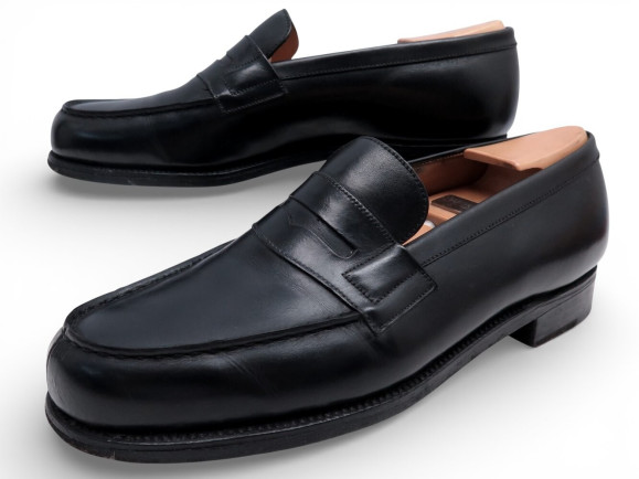 chaussures jm weston 180 mocassins cuir noir 7c 40.5