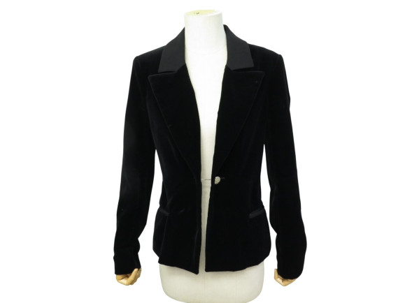 veste chanel smoking en velours noir 38 m black velvet
