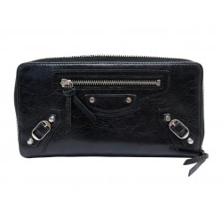 PORTEFEUILLE BALENCIAGA CONTINENTAL CLASSIC 253036 CUIR NOIR BLACK WALLET 650€