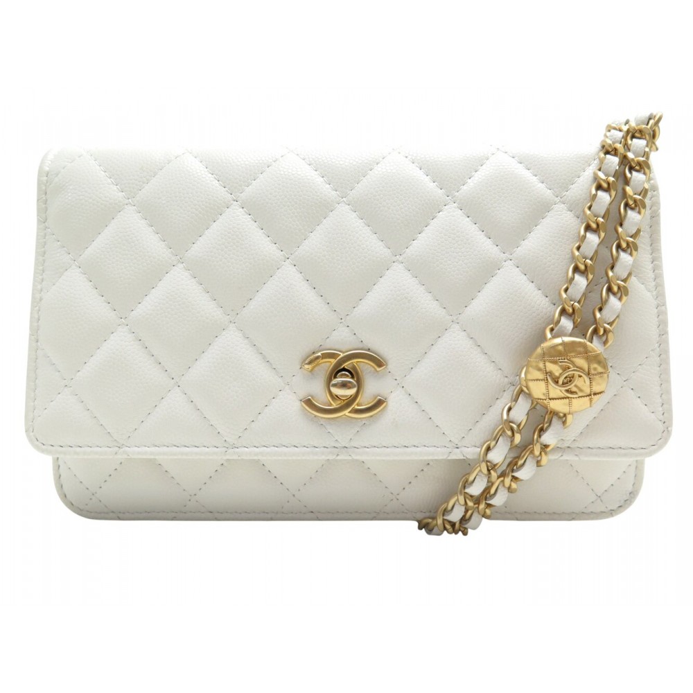 SAC A MAIN CHANEL O MINI AP2840 CUIR CAVIAR BLANC FERMOIR TIMELESS WOC BAG 5400€