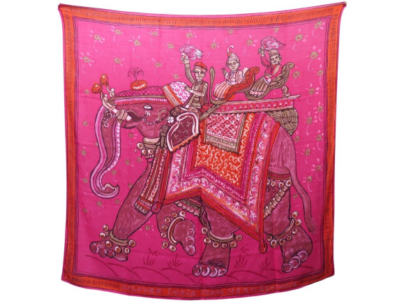 chale hermes beloved india en cachemire soie rose