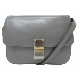 SAC A MAIN CELINE CLASSIC MEDIUM CUIR BOX GRIS BANDOULIERE HAND BAG PURSE 3000€