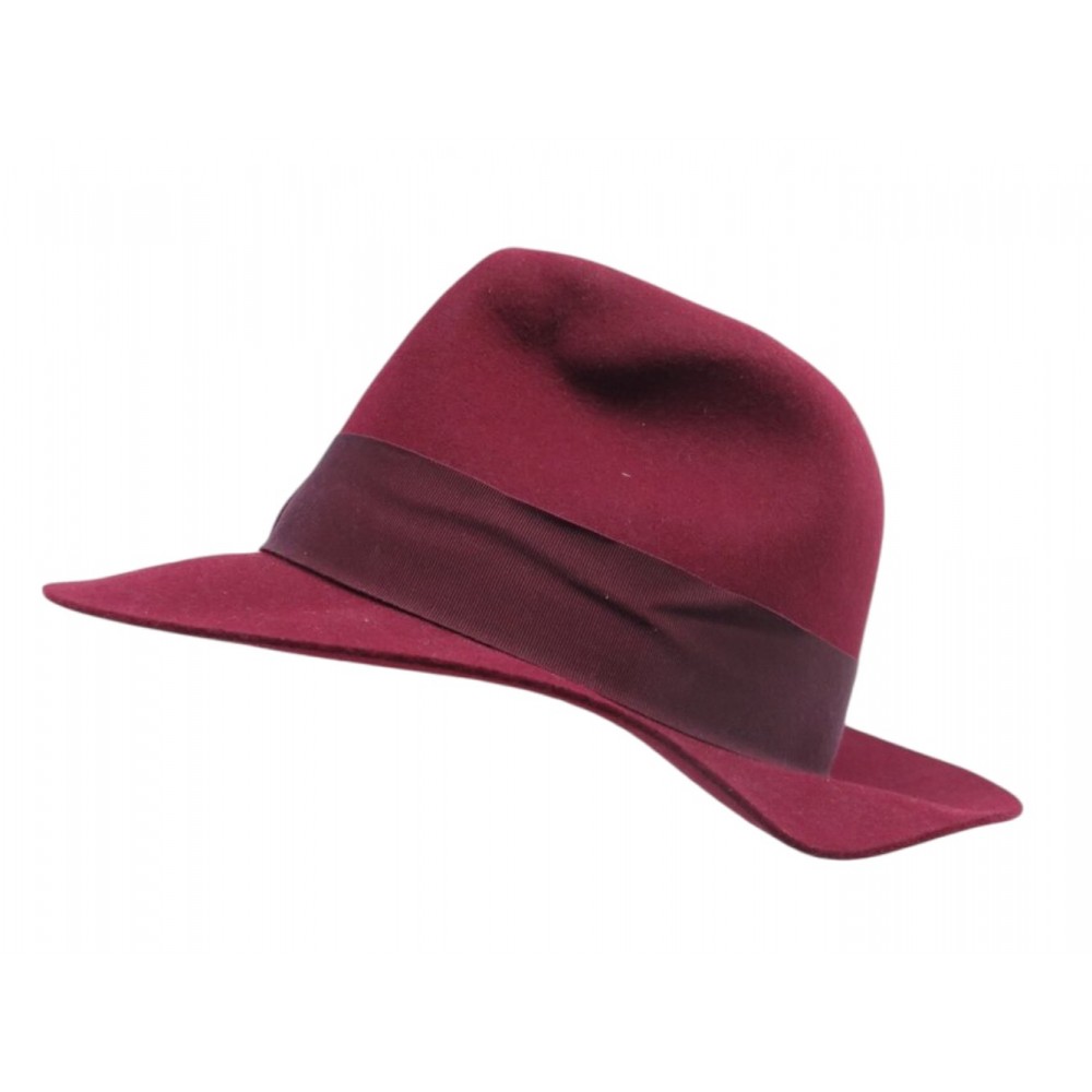 NEUF CHAPEAU HERMES 200042H T57 EN FEUTRE DE LAPIN BORDEAUX RABBIT FELT HAT 620€
