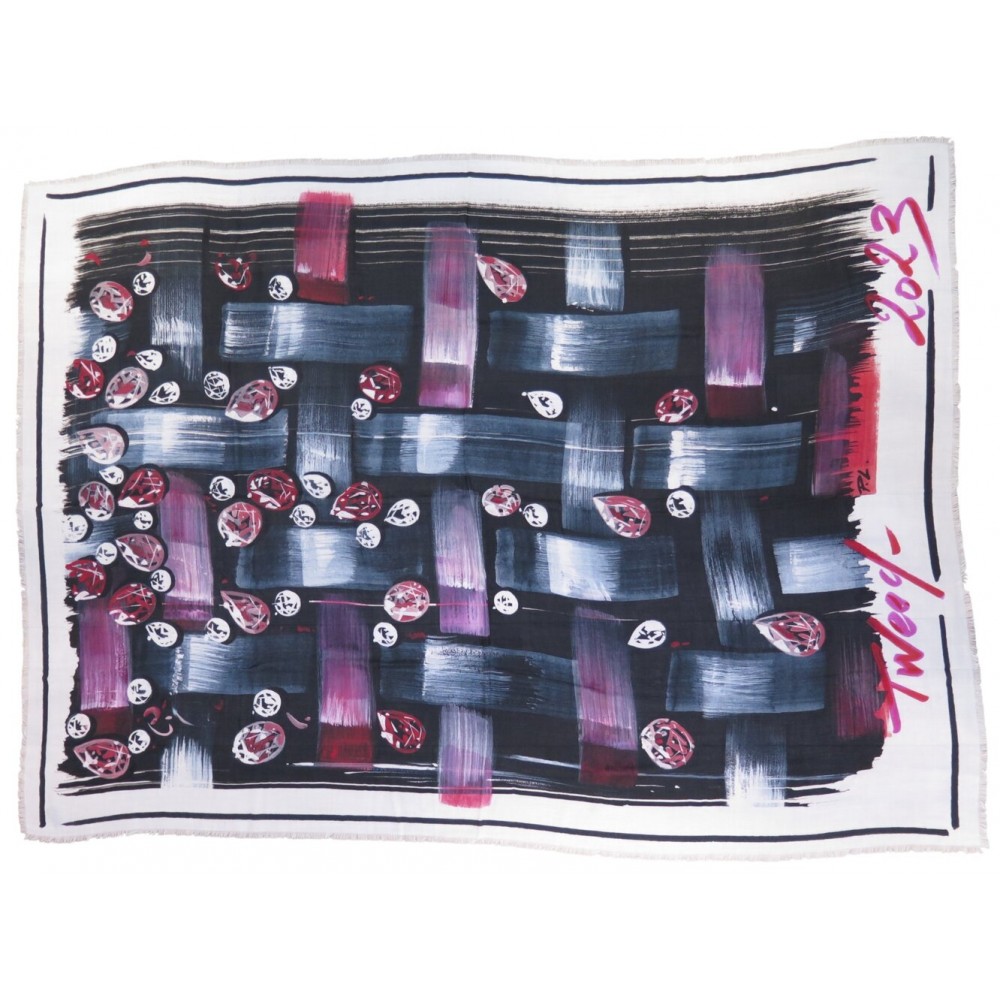 NEUF CHALE CHANEL TWEED 2023 ETOLE 140 X 190 CM EN CACHEMIRE CASHMERE SHAWL NEW