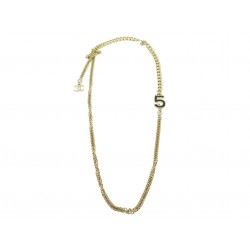 NEUF COLLIER CHANEL LOGO CC PLAQUE NUMERO 5 METAL DORE 2023 BOITE NECKLACE 1600€