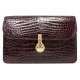 VINTAGE SAC A MAIN MORABITO POCHETTE ENVELOPPE CUIR DE CROCODILE BORDEAUX CLUTCH