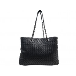 SAC A MAIN BOTTEGA VENETA CABAS EN CUIR INTRECCIATO TRESSE NOIR HAND BAG 5200€