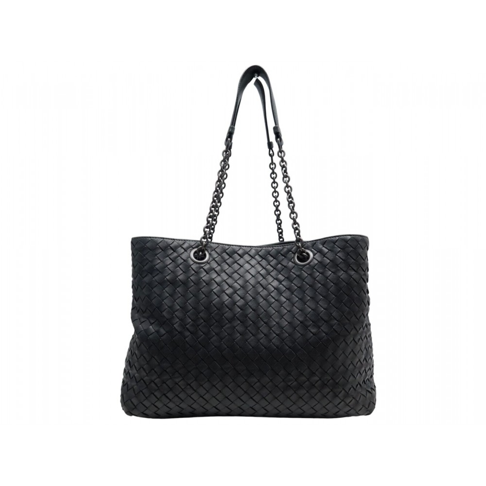 SAC A MAIN BOTTEGA VENETA CABAS EN CUIR INTRECCIATO TRESSE NOIR HAND BAG 5200€
