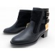 NEUF CHAUSSURES BOTTINES CHANEL DOUBLE SANGLE G39334 38 EN CUIR NOIR BOOTS 1700€