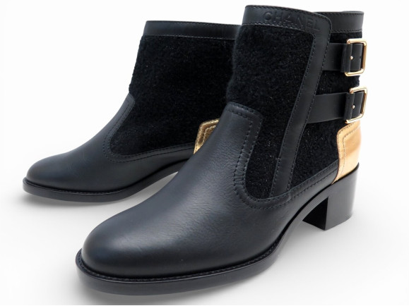 chaussures bottines chanel double sangle g39334