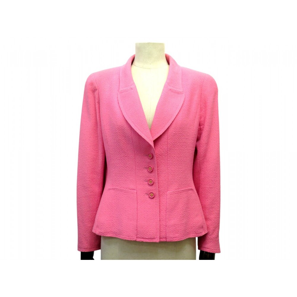 RARE VINTAGE VESTE CHANEL P07256V05392 1997 M 40 EN TWEED ROSE PINK JACKET 6300€