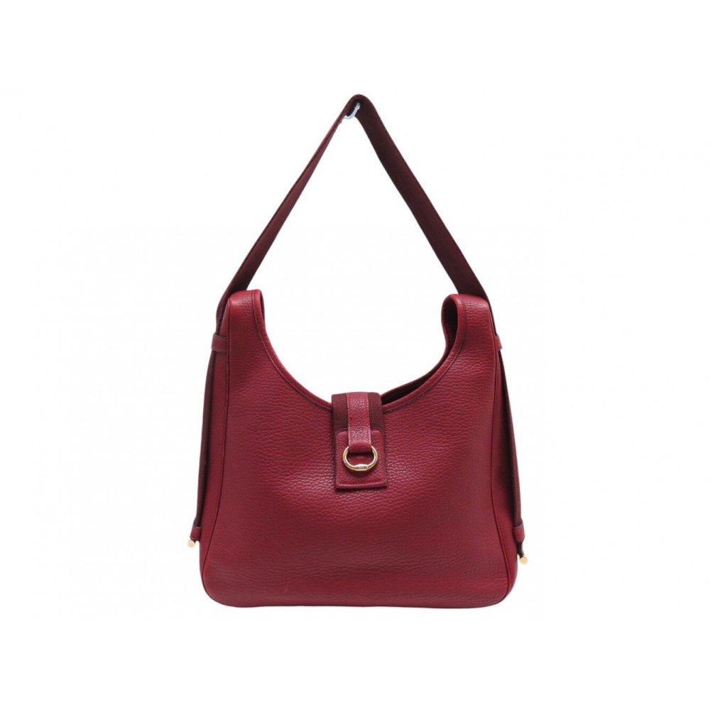 VINTAGE SAC A MAIN HERMES TSAKO EN CUIR TOGO ROUGE LEATHER HAND BAG PURSE 2700€
