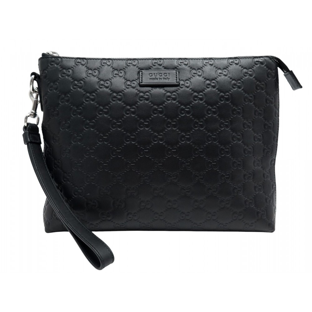 SAC A MAIN GUCCI POCHETTE GG 473881 CUIR GUCCISSIMA NOIR DRAGONNE POUCH BAG 900€
