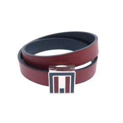 BRACELET HERMES DOUBLE TOUR 15.5 CM CUIR SWIFT & METAL LEATHER STRAP BANGLE 575€