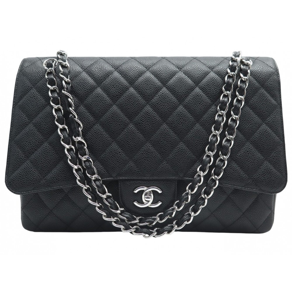 SAC A MAIN CHANEL MAXI GRAND CLASSIQUE TIMELESS JUMBO EN CUIR CAVIAR NOIR 11700€
