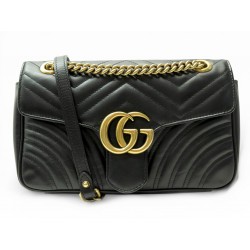 SAC A MAIN GUCCI GG MARMONT PM MATELASSE 443497 BANDOULIERE EN CUIR NOIR 2100€