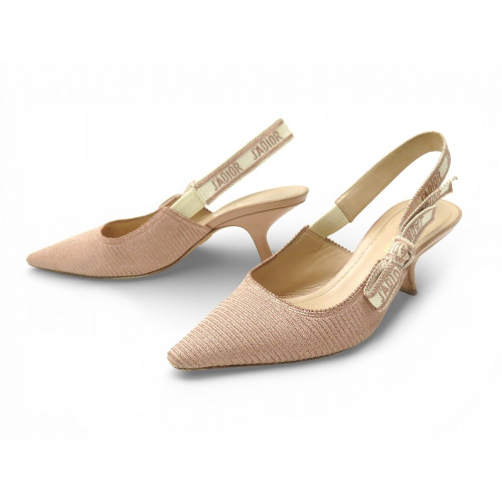 CHAUSSURES DIOR SLINGBACK J'ADIOR KCC200TFL TOILE 36 NUDE + POCHON SHOES 990€