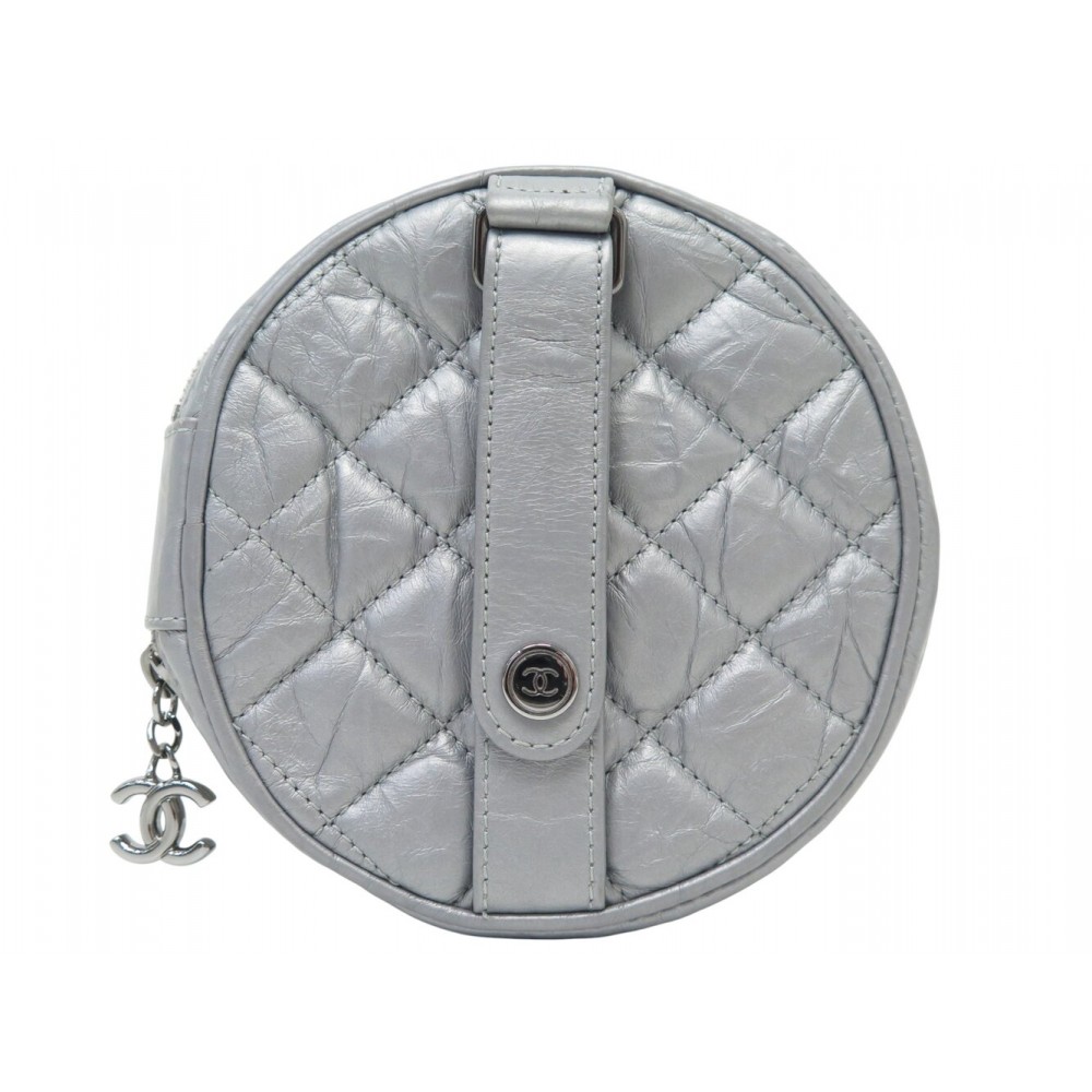 NEUF SAC CHANEL POCHETTE CEINTURE RONDE EN CUIR MATELASSE BELT WALLET BAG 1450€