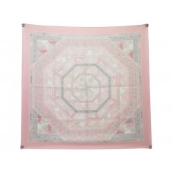 FOULARD HERMES FLEURS D'HIVER SANDRA LAROCHE CARRE 90 SOIE ROSE SILK SCARF 580€