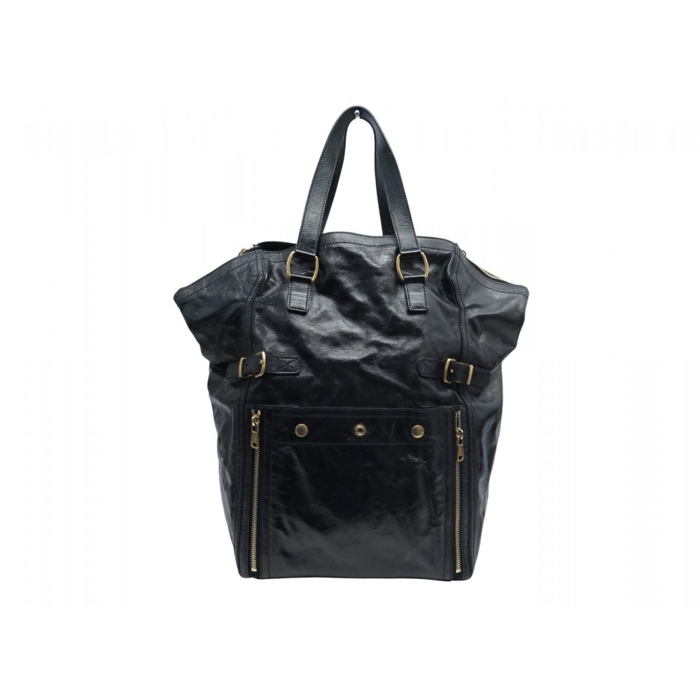 SAC A MAIN YVES SAINT LAURENT DOWNTOWN GM 172452 CUIR VERNIS NOIR TOTE BAG 2800€