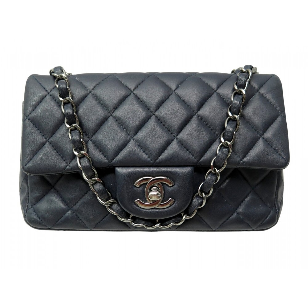 SAC A MAIN CHANEL TIMELESS MINI SQUARE CUIR MATELASSE BLEU MARINE HANDBAG 5500€