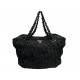 SAC A MAIN PRADA SHOPPING BAG BR4037 EN TOILE TUSSUTO GAUFFRE NOIRE TOTE 1700€