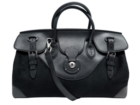 sac a main ralph lauren ricky 40 cuir poulain noir