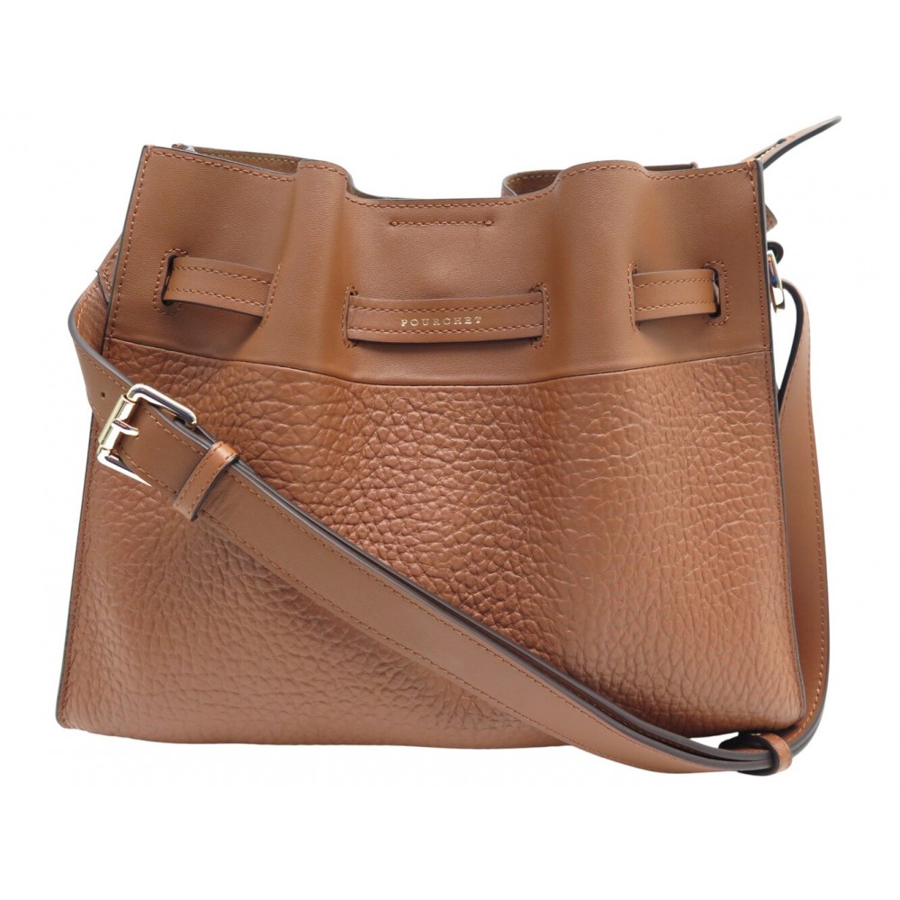 NEUF SAC A MAIN POURCHET BLOSSOM BESACE 20033 CUIR CAMEL BANDOULIERE BAG 270€