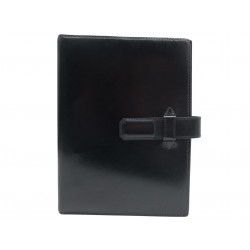 VINTAGE PORTE AGENDA HERMES GM A5 CUIR BOX NOIR BLACK LEATHER DIARY COVER 1170€