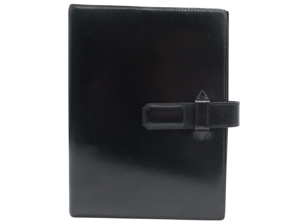  porte agenda hermes gm a5 cuir box noir black