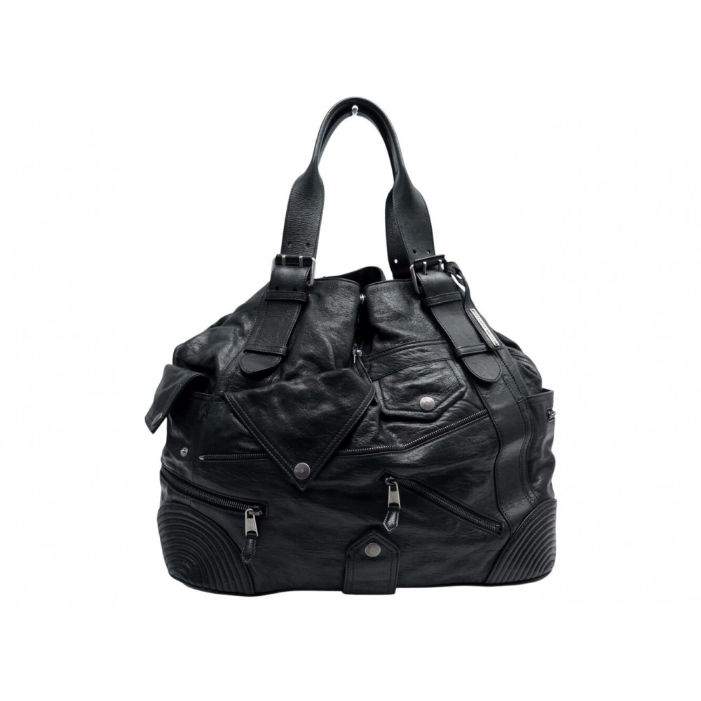 NEUF SAC A MAIN ALEXANDER MC QUEEN FAITHFUL BIKER CUIR NOIR TOTE HAND BAG 1360€