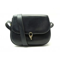 VINTAGE SAC A MAIN CELINE EN CUIR BOX BLEU MARINE BANDOULIERE CROSSBODY PURSE