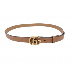 CEINTURE GUCCI MARMONT 409417 BOUCLE LOGO GG ENLACES T80 CUIR MARRON BELT 350€