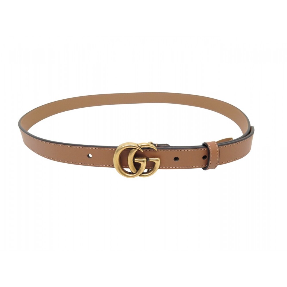 CEINTURE GUCCI MARMONT 409417 BOUCLE LOGO GG ENLACES T80 CUIR MARRON BELT 350€