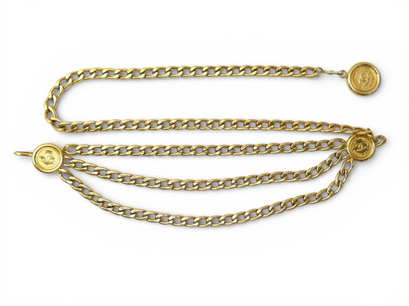 ceinture chanel chaine a 3 rangs medaillon