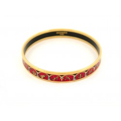 BRACELET HERMES FIN EN EMAIL ROUGE INSTRUMENTS DE MUSIQUE PLAQUE OR BANGLE 470€