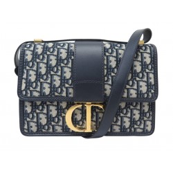 SAC A MAIN CHRISTIAN DIOR 30 MONTAIGNE TOILE OBLIQUE BLEU BANDOULIERE BAG 3350€