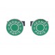BOUTONS DE MANCHETTES HERMES LICOL 2 H052056FP METAL VERT ARGENTE CUFFLINKS 505€