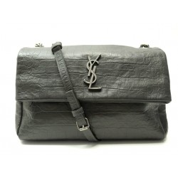 SAC A MAIN SAINT LAURENT NIKI MEDIUM 438176 EN CUIR FACON CROCO ANTHRACITE 2700€