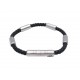 NEUF BRACELET HERMES TOTEM H077170FB89 T4 17CM ACIER CUIR TRESSE BANGLE 405€