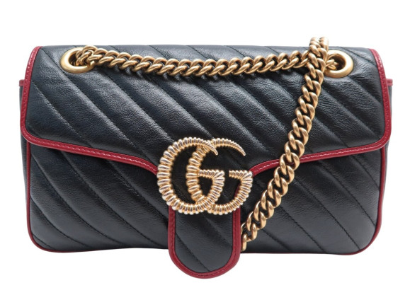 sac a main gucci gg marmont 443497 cuir noir et