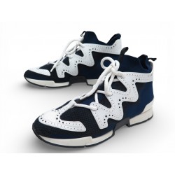 CHAUSSURES HERMES SNEAKERS ACTION H201103Z 40 BASKETS TOILE ET CUIR SHOES 910€