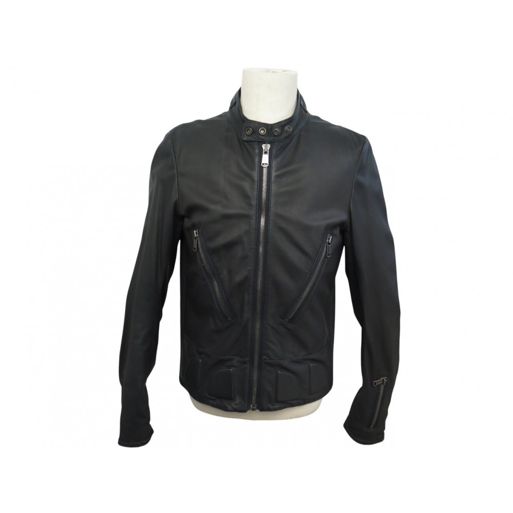 NEUF BLOUSON YVES SAINT LAURENT BIKER PERFECTO 48 M VESTE CUIR NOIR JACKET 4500€